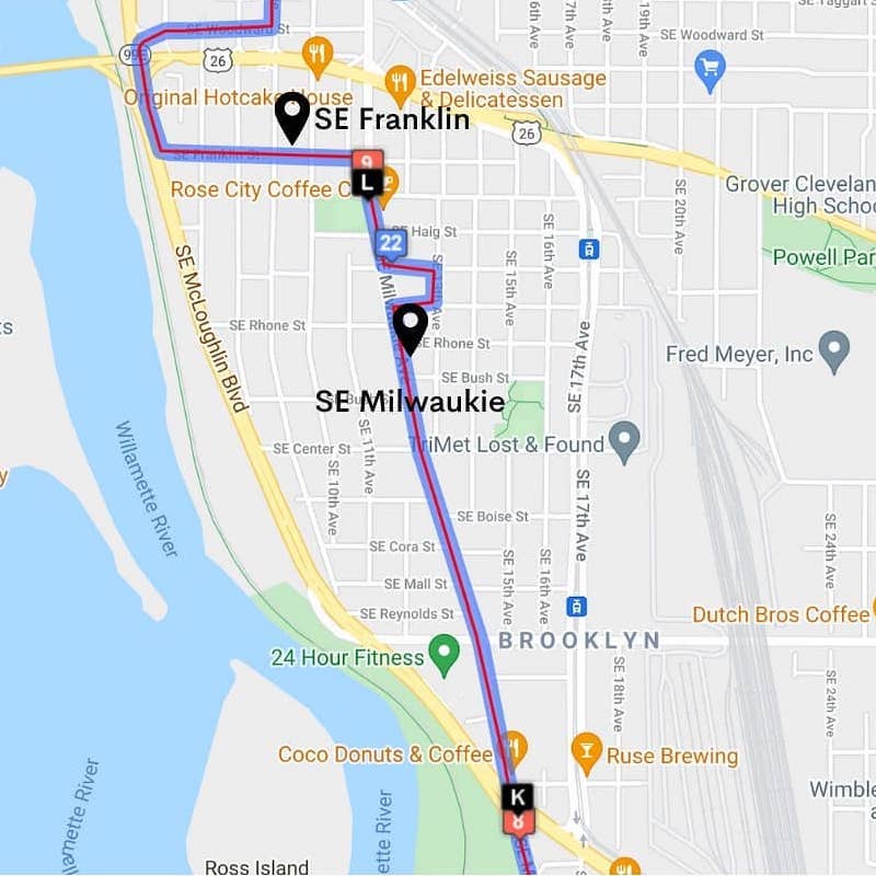 Portland Marathon 2021 race route map for Brooklyn